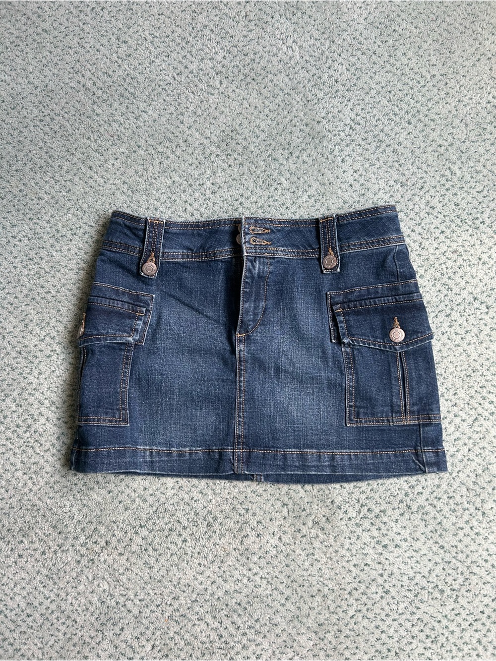 Denim Cargo Mini Skirt - Blue
